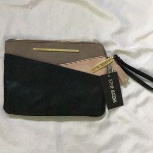 Steve Madden - Top Zip Pouch Clutch Bag 3 Tone - Brand New